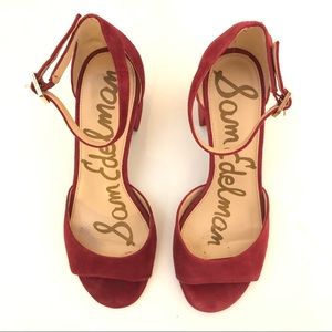 Sam Edelman Yaro Suede Block Heel Burgundy Size 7